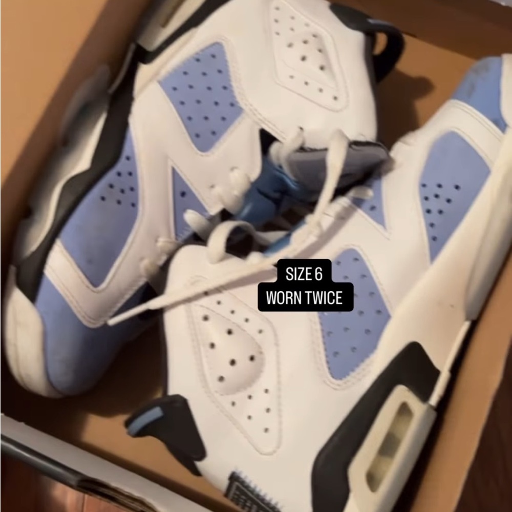 White and Blue Sneakers - Size 6